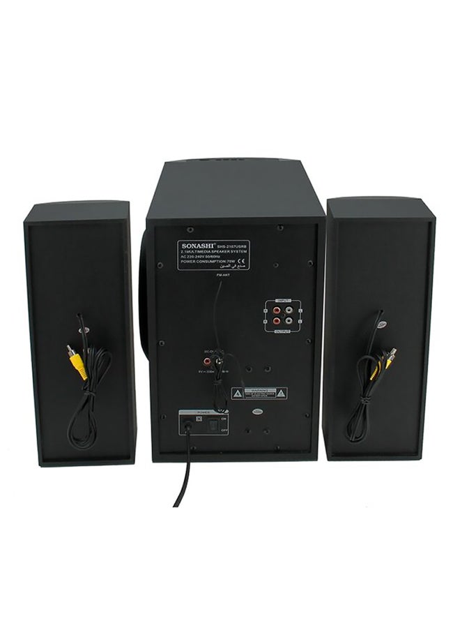 SONASHI 2.1 Multimedia Speaker Home Theatre System With Hi-Fi Surround Sound Fm Radio, Bluetooth, Usb, Sd Card Reader, Led Display Functions Powerful Sub-Woofer With Full Remote Control Led Flash Light SHS-2107USRB Black - Image 5