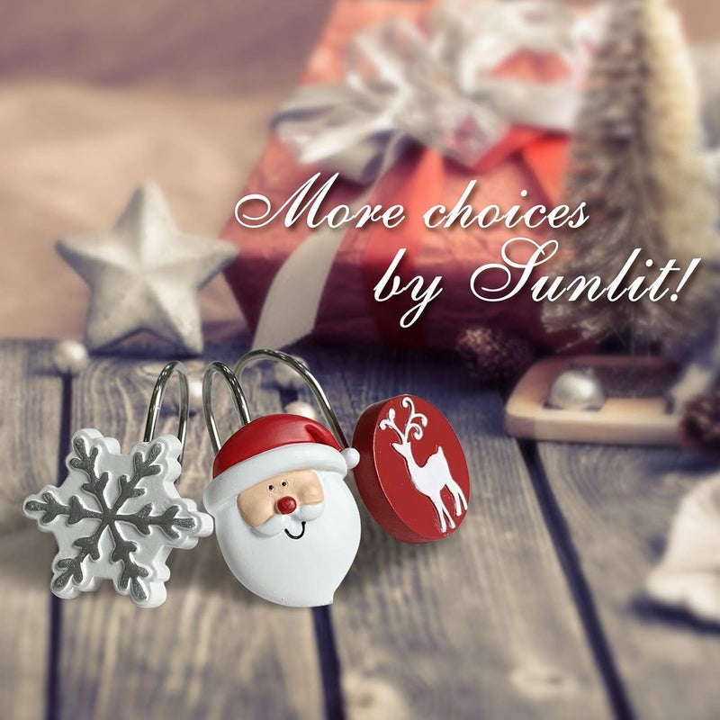 Sunlit Christmas Shower Curtain Hooks Silver Snowflakes Shower Curtain Rings, Resin, White Christmas Decor, Winter Bathroom Decoration - 12 Pack - Image 5