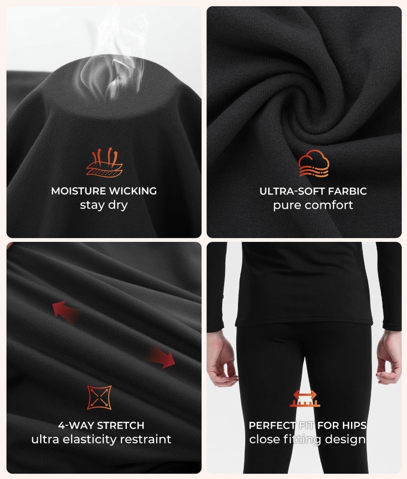 BAMBOO COOL BlazeBoo Men's Thermal Underwear with Soft Fleece Lined Base Layer Cold Weather Top Bottom Gift Set - Image 5