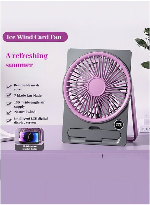 Desk Fan with 6 - Speed Settings | USB - C Rechargeable | Phone Stand | Ultra - Thin Design