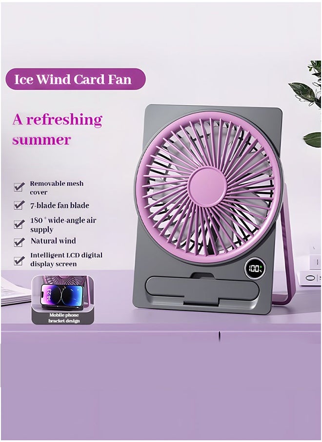 Desk Fan with 6 - Speed Settings | USB - C Rechargeable | Phone Stand | Ultra - Thin Design