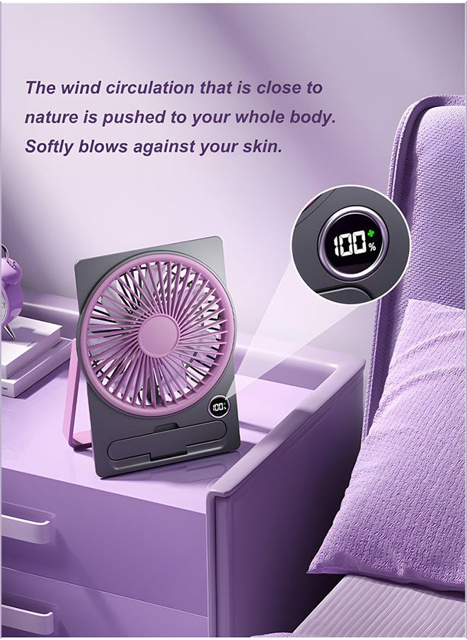 Desk Fan with 6 - Speed Settings | USB - C Rechargeable | Phone Stand | Ultra - Thin Design