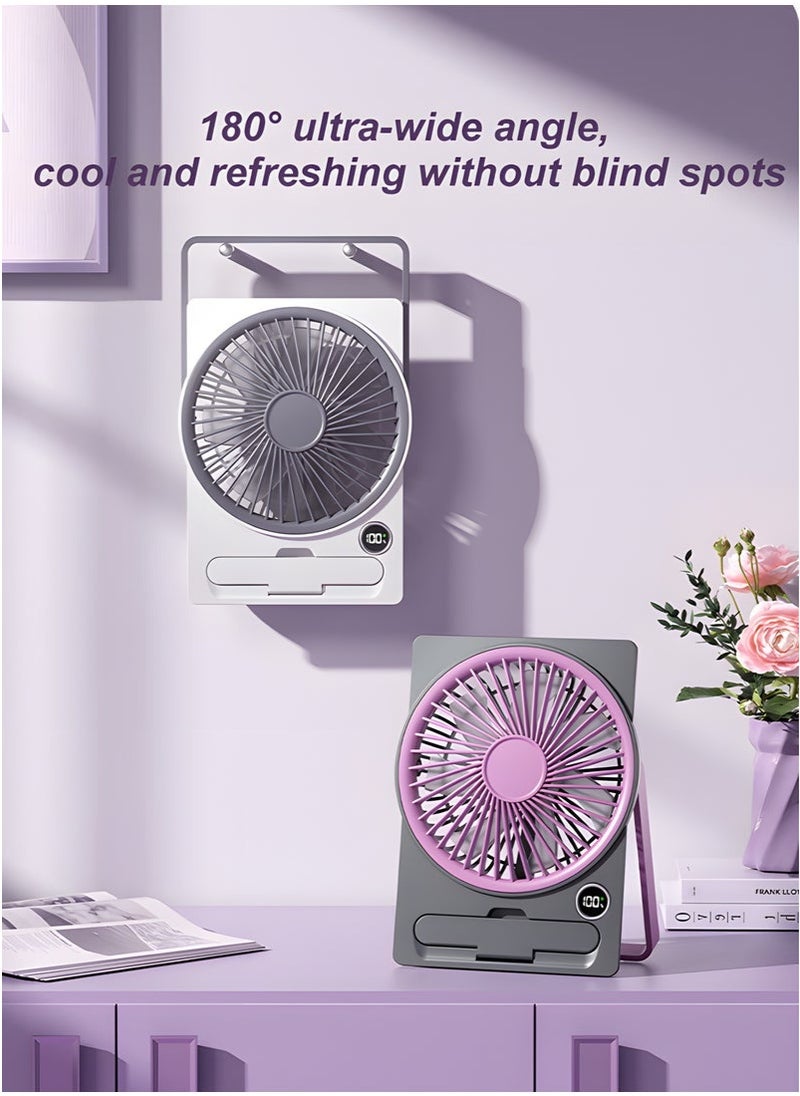 Desk Fan with 6 - Speed Settings | USB - C Rechargeable | Phone Stand | Ultra - Thin Design