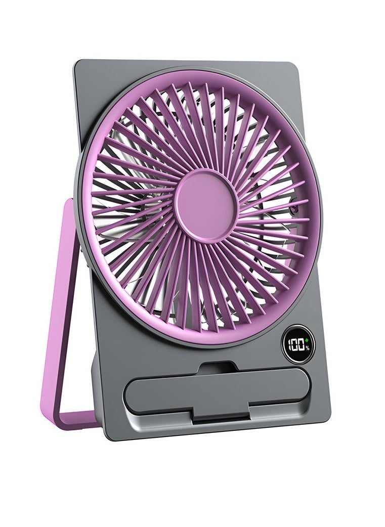 Desk Fan with 6 - Speed Settings | USB - C Rechargeable | Phone Stand | Ultra - Thin Design