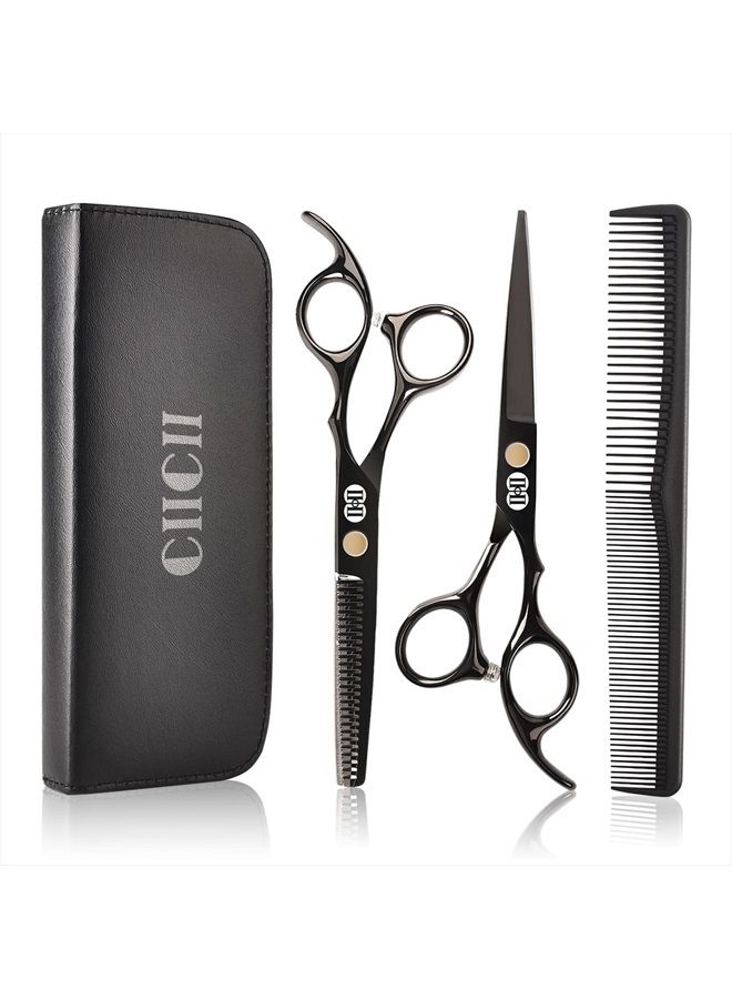 CIICII Hair Cutting Scissors Shears Kit, CIICII Professional Hairdressing Scissors Set (Hair Beard Trimming Shaping Grooming Thinning Shears) for Men Women Pets Home Salon Barber Cutting Kit - Image 1