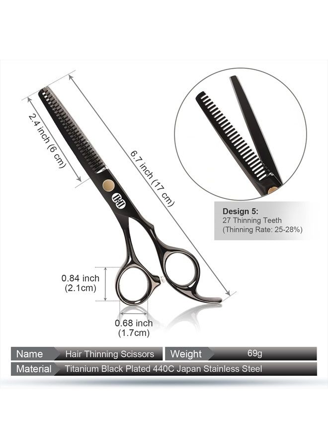 CIICII Hair Cutting Scissors Shears Kit, CIICII Professional Hairdressing Scissors Set (Hair Beard Trimming Shaping Grooming Thinning Shears) for Men Women Pets Home Salon Barber Cutting Kit - Image 3