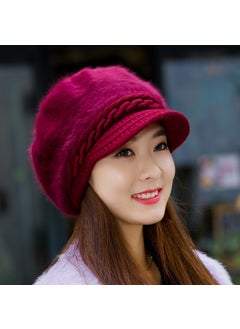 Generic 2024 Autumn/winter New Womens Rabbit Fur Hat Warm Knitted Duck Tongue Hat Korean Style Direct Factory Outlet Y002 wine red 