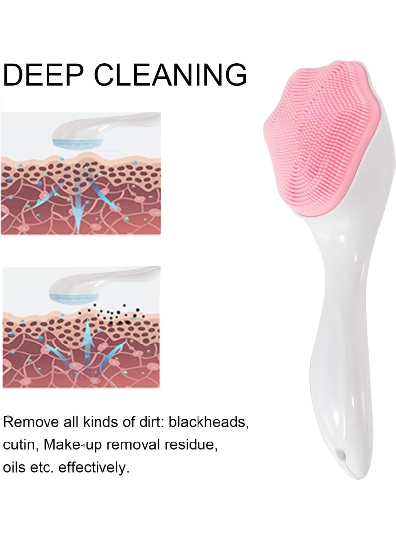 Silicone Face Scrubber Exfoliating Brush, 2 Pack Manual Handheld Facial Cleansing Brush Blackhead Scrubber, Soft Bristles Waterproof for Face Skincare - Image 3