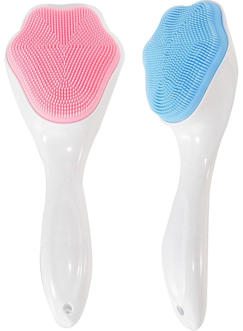 Silicone Face Scrubber Exfoliating Brush, 2 Pack Manual Handheld Facial Cleansing Brush Blackhead Scrubber, Soft Bristles Waterproof for Face Skincare - Image 1