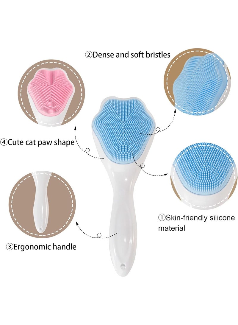 Silicone Face Scrubber Exfoliating Brush, 2 Pack Manual Handheld Facial Cleansing Brush Blackhead Scrubber, Soft Bristles Waterproof for Face Skincare - Image 4
