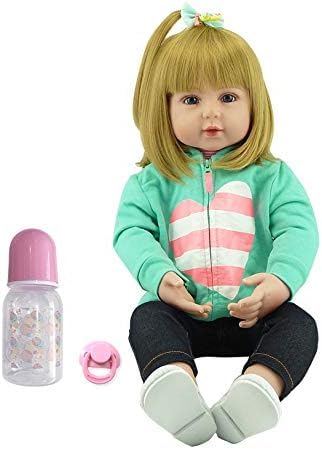 iCradle Lovely Reborn Baby Doll Girl 18 inch 45 cm Soft Body Vinyl Lifelike Baby Doll Realistic Newborn Dolls Handmade Toddler Toy for Ages 3 - Image 1