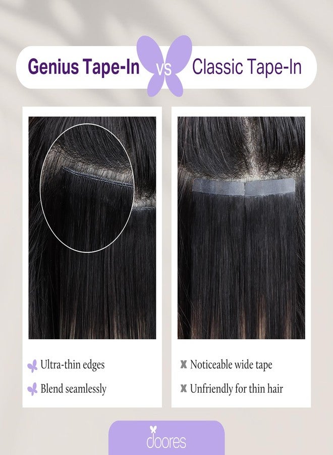 DOORES Genius Tape in Extensions Real Human Hair, Dark Brown 20 Inch 50g 20pcs, Seamless Invisible Edge Hand Tied Tape in Extensions Long Straight - Image 3