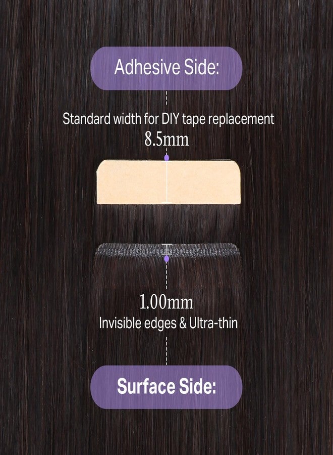 DOORES Genius Tape in Extensions Real Human Hair, Dark Brown 20 Inch 50g 20pcs, Seamless Invisible Edge Hand Tied Tape in Extensions Long Straight - Image 2