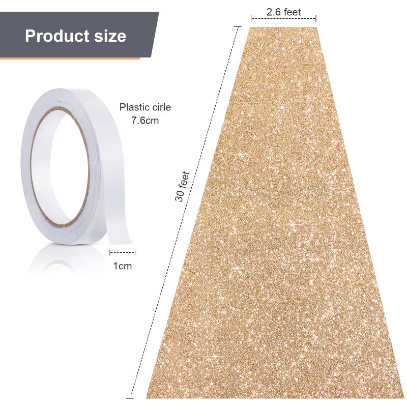 Tatuo Carpet Runner Runway Rug 55 GSM Thickness with Carpet Tape for Prom Wedding Halloween Christmas Outdoor Indoor Hallway Party Rug(2.46 x 30 Feet,Glitter Champagne) - Image 3