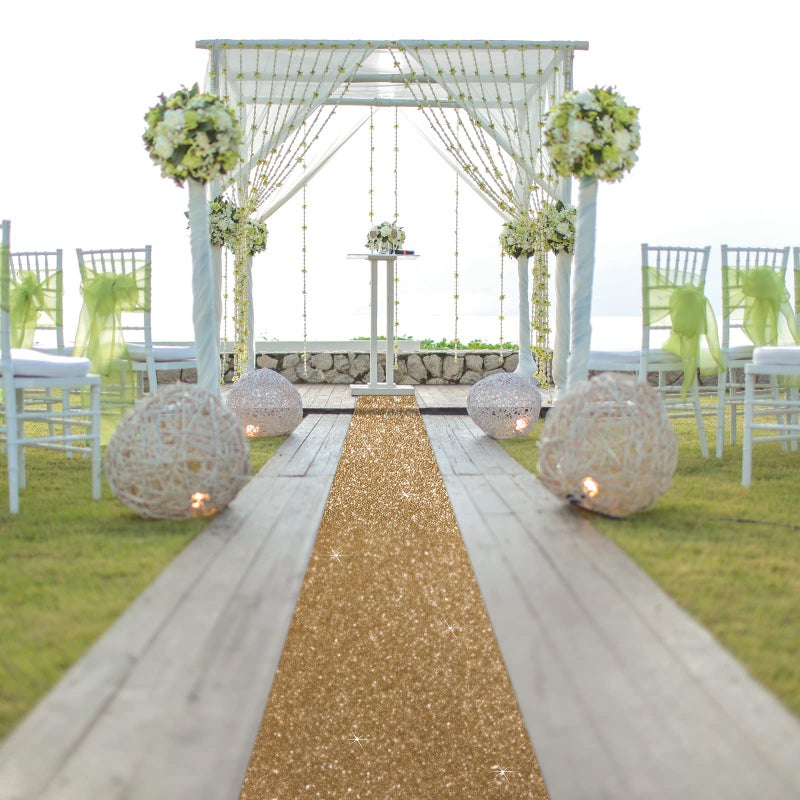 Tatuo Carpet Runner Runway Rug 55 GSM Thickness with Carpet Tape for Prom Wedding Halloween Christmas Outdoor Indoor Hallway Party Rug(2.46 x 30 Feet,Glitter Champagne) - Image 5