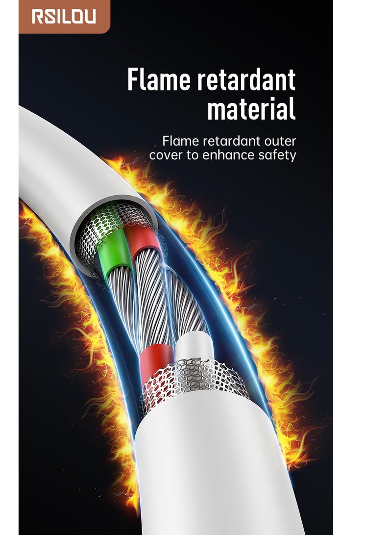 ارسيلو R2007-001 كابل لايتنينج إلى USB-A، 1 متر، 3 أمبير، عالي المتانة، كابل شحن وبيانات، أسلاك نحاسية لنقل البيانات، خالٍ من التشابك والتشابك، أبيض - Image 4