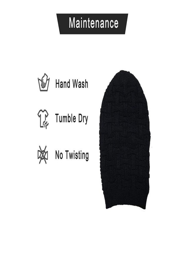 UMANI Beanie Cap For Men Women Skull Slouchy Winter Woolen Knitted Inside Fur Men's Caps(Assorted Pattern) (Black, Free Size) - Image 5
