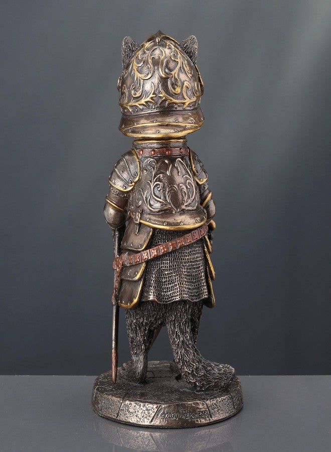 فيرونيز ديزاين تصميم فيرونيز، تمثال فارس الراكون من تصميم سير لافور، بطول 5 1/8 بوصة، مصنوع من الراتنج البرونزي المصبوب على البارد، قطعة فنية رائعة من عالم الخيال البري. - Image 4