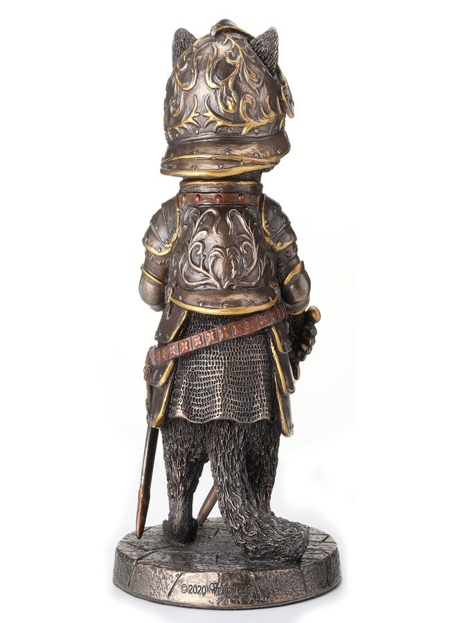 فيرونيز ديزاين تصميم فيرونيز، تمثال فارس الراكون من تصميم سير لافور، بطول 5 1/8 بوصة، مصنوع من الراتنج البرونزي المصبوب على البارد، قطعة فنية رائعة من عالم الخيال البري. - Image 2