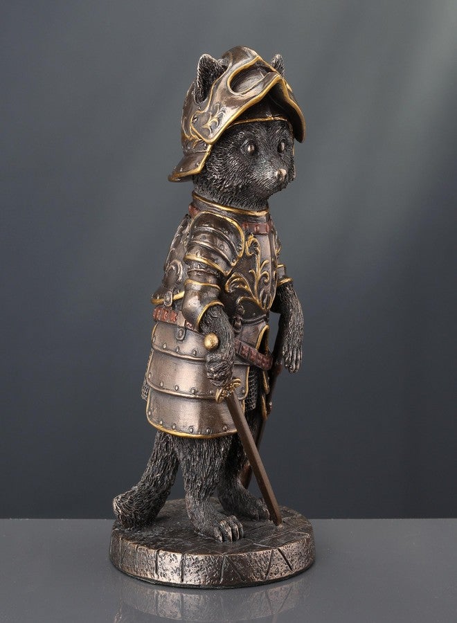 فيرونيز ديزاين تصميم فيرونيز، تمثال فارس الراكون من تصميم سير لافور، بطول 5 1/8 بوصة، مصنوع من الراتنج البرونزي المصبوب على البارد، قطعة فنية رائعة من عالم الخيال البري. - Image 5