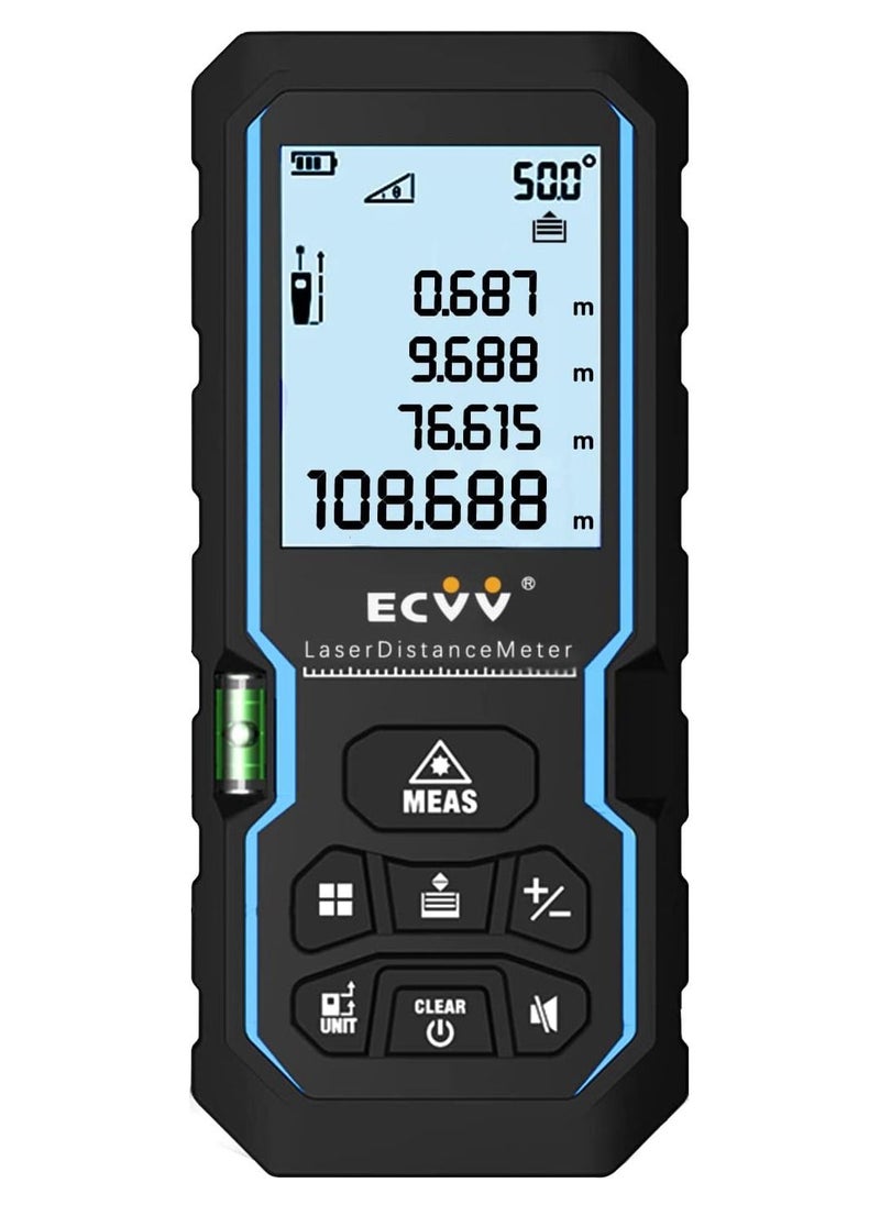 ECVV - جهاز تحديد المدى ECVV، مقياس المسافة، مقبض محمول، أداة قياس ليزر رقمية، شريط قياس حجم المنطقة مع مستوى الفقاعات وشاشة LCD ذات 4 خطوط - Image 1