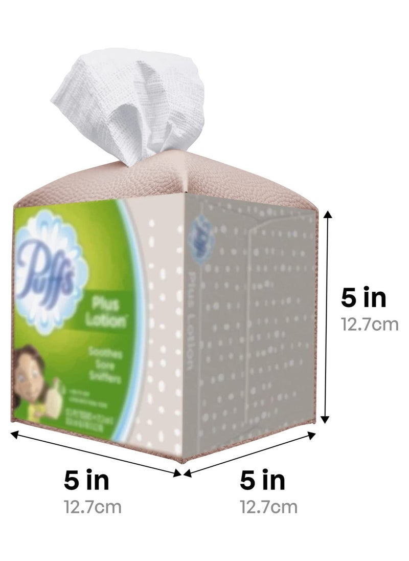 SYOSI - Square Tissue Box Cover, Modern PU Leather Square Tissue Box Holder Decorative Holder - Image 1
