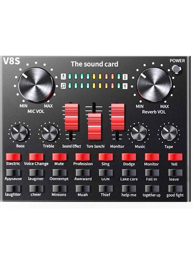 V8s Professional Condenser Microphone With V8S Live Sound Card And Studio Recording Broadcasting Set Black/Gold  - Image 3