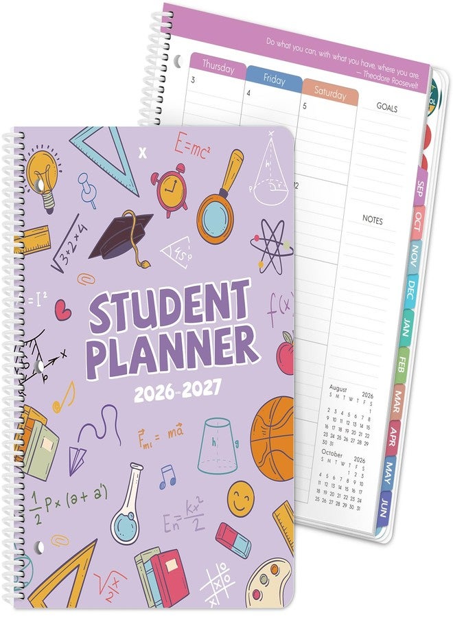 Phyxin Student Planner 2026-2027, Purple Monthly Planner for Academic Year 2026-2027, July 2026- June 2027, Weekly and Monthly School Planner with Tabs, Stickers and 3-Hole Punched, A4 (8.7" x 11") Large Daily Planner for Office School Supplies - Image 1