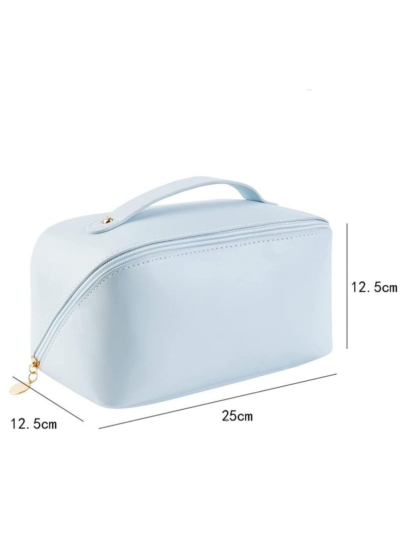 OUYoo Large Capacity Travel Cosmetic Bag, Multifunction Organizer Storage Bag, Leather Waterproof Bag, Makeup Bag with Handle and Dividers, Skincare Dispenser, Toiletry Bag for Women  - Image 2