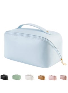 OUYoo Large Capacity Travel Cosmetic Bag, Multifunction Organizer Storage Bag, Leather Waterproof Bag, Makeup Bag with Handle and Dividers, Skincare Dispenser, Toiletry Bag for Women  - Image 1