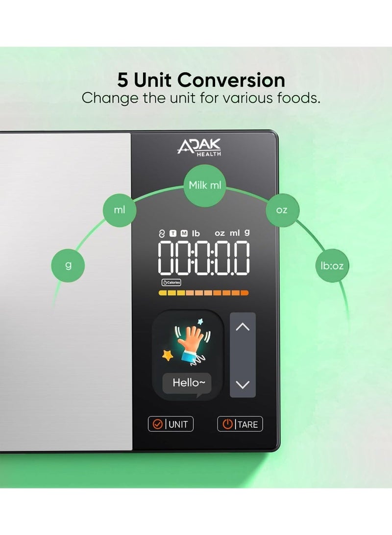 Smart Nutrition Food Scale with TFT Display, Tracks Calories, Fat, Carbs & Protein, Works with App for Daily Reports, 50 Built-in Foods, 23 Nutrients, Digital Kitchen Scale for Meal Prep - Image 3