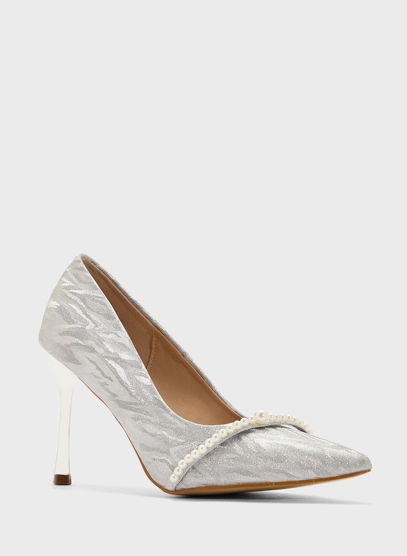 ELLA Glitter Heeled Pump - Image 2