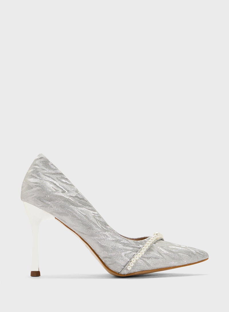 ELLA Glitter Heeled Pump - Image 1