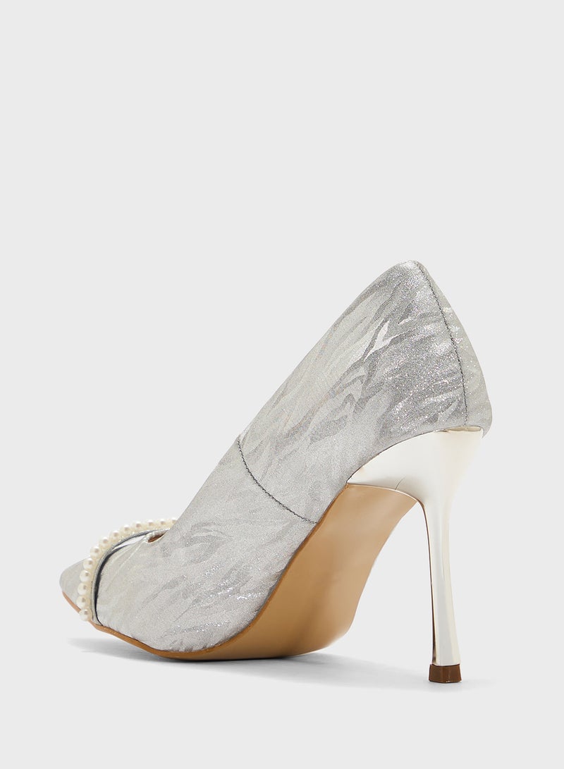 ELLA Glitter Heeled Pump - Image 3