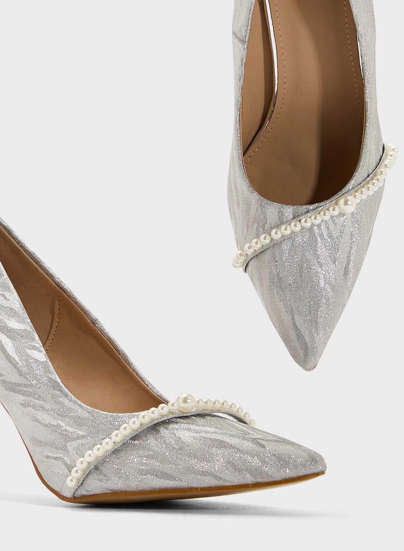 ELLA Glitter Heeled Pump - Image 4