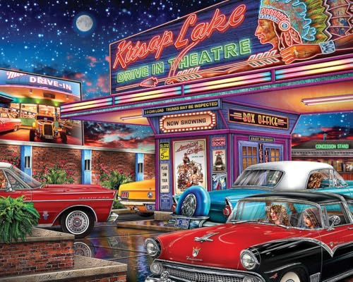 White Mountain 1000 Piece Jigsaw Puzzle Retro Nostalgic Collage Puzzles with Large Pieces Gift for Adults and Family 24x30 Movie Night - Image 1