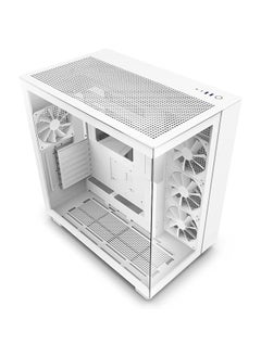 NZXT NZXT H9 Flow Dual-Chamber Mid-Tower ATX Gaming PC Case, High-Airflow Top Panel, Temp Glass Front & Side, Up to 360mm Radiator & 10x 120mm Fans Support, USB 3.2 Type-C & A Ports, White | CM-H91FW-01  - Image 1