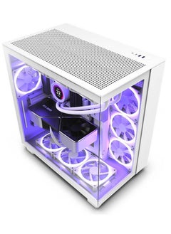 NZXT NZXT H9 Flow Dual-Chamber Mid-Tower ATX Gaming PC Case, High-Airflow Top Panel, Temp Glass Front & Side, Up to 360mm Radiator & 10x 120mm Fans Support, USB 3.2 Type-C & A Ports, White | CM-H91FW-01  - Image 2