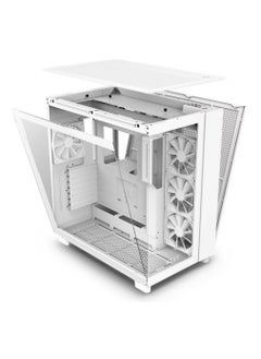 NZXT NZXT H9 Flow Dual-Chamber Mid-Tower ATX Gaming PC Case, High-Airflow Top Panel, Temp Glass Front & Side, Up to 360mm Radiator & 10x 120mm Fans Support, USB 3.2 Type-C & A Ports, White | CM-H91FW-01  - Image 4