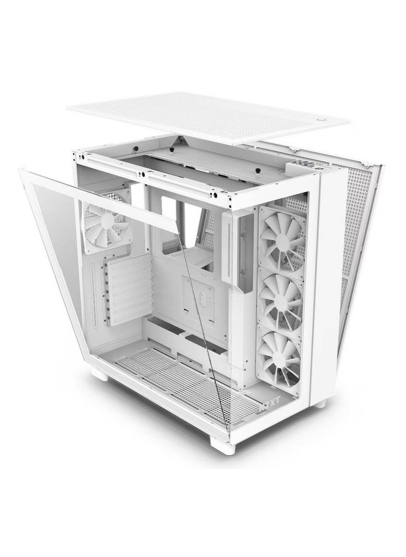 NZXT NZXT H9 Flow Dual-Chamber Mid-Tower ATX Gaming PC Case, High-Airflow Top Panel, Temp Glass Front & Side, Up to 360mm Radiator & 10x 120mm Fans Support, USB 3.2 Type-C & A Ports, White | CM-H91FW-01  - Image 4