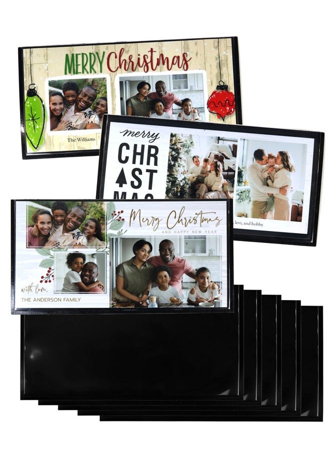 Iconikal Christmas Greetings Picture Magnetic Photo Sleeves, Black, 8 X 4-Inch, 8 Pack  - Image 1