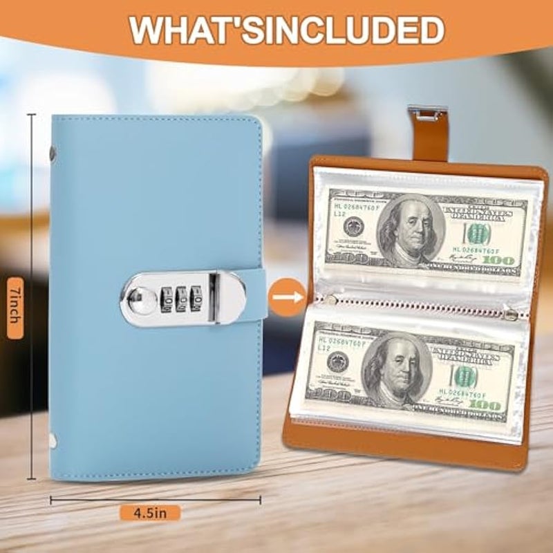 SUSOYAOCHEN 100 Envelope Challenge Binder with Lock, Savings Challenges Book with Envelopes,Envelopes Money Saving Challenge Savings Binder Successfully Reach Your Savings Goals (Black A) - Image 2
