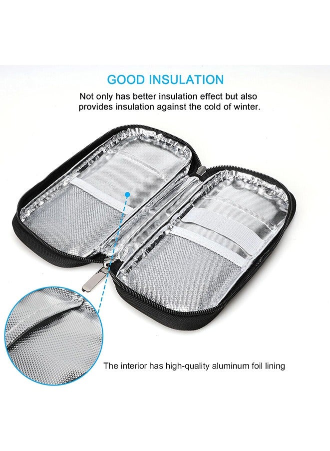 Leng Ke حقيبة تبريد الأنسولين المحمولة لحفظ الأنسولين حقيبة تبريد لمرضى السكري حقيبة معزولة لتنظيم قلم الأنسولين وأدوية الأنسولين لوازم مرضى السكري (أسود) - Image 5