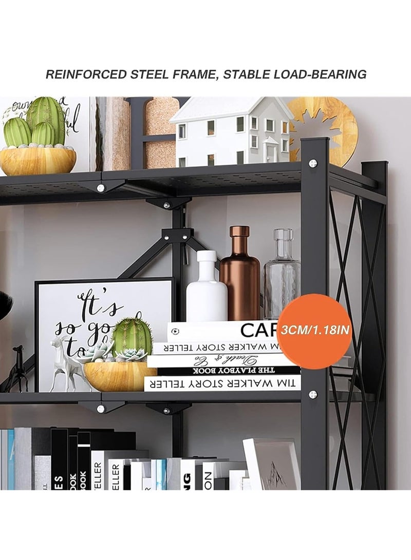 Generic Book Shelf Folding Bookshelf Floor Simple Children's Living Room Storage Rack Bedroom Movable Iron Bookcase Bookshelves  - Image 5