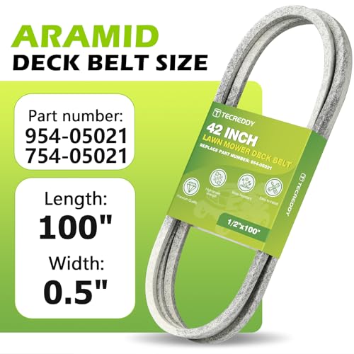 Tecreddy 954-05021 Mower Deck Belt for Cub Cadet 42 Inch XT1 LT42 XT2 LX42 Craftsman T210 T2200 MTD 754-05021 Lawn Mower - Aramid Cord, 1/2" X 100" - Image 2