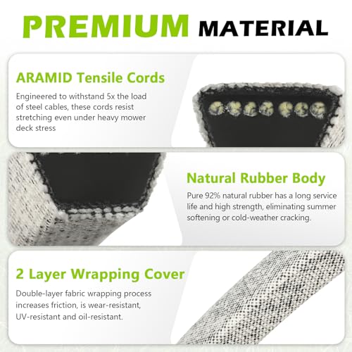 Tecreddy 954-05021 Mower Deck Belt for Cub Cadet 42 Inch XT1 LT42 XT2 LX42 Craftsman T210 T2200 MTD 754-05021 Lawn Mower - Aramid Cord, 1/2" X 100" - Image 4