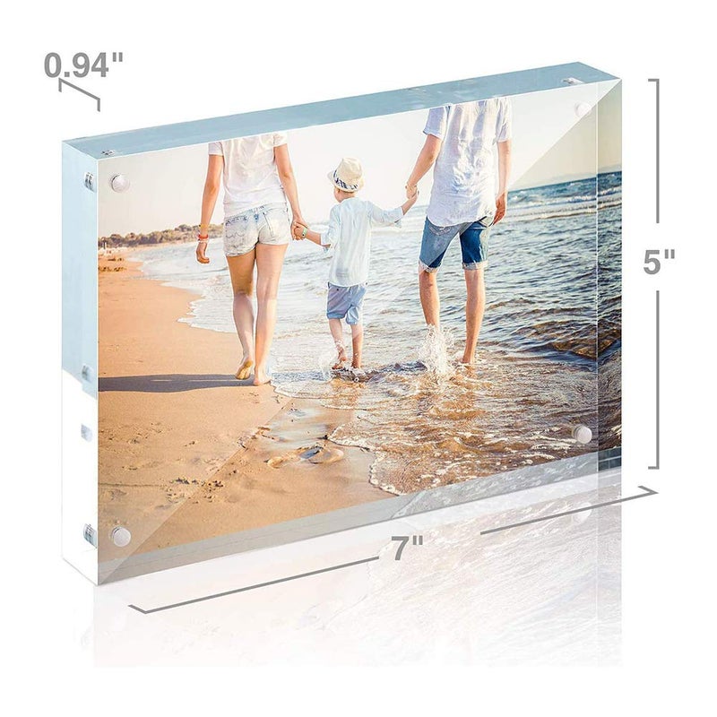 FullColors Full Colors Acrylic Frame Solution Frameless Premium CrystalClear Acrylic Block Magnetic Picture Frame Single Side to Display Photos and Cards127x178mm light blue - Image 5