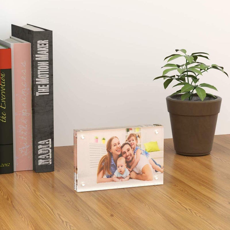 FullColors Full Colors Acrylic Frame Solution Frameless Premium CrystalClear Acrylic Block Magnetic Picture Frame Single Side to Display Photos and Cards127x178mm light blue - Image 2