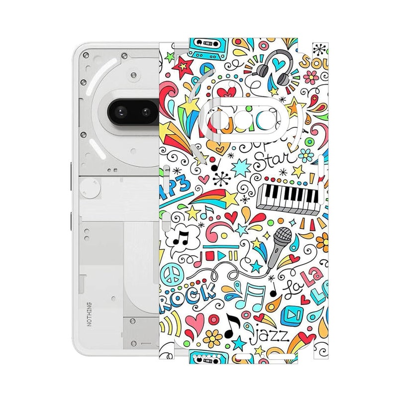 90STETHIX Mobile Skin Sticker Wrap | Compatible for Nothing Phone 3A | Scratchproof Matte Finish | Full Coverage for All Sides & Camera Protection (Design-1) (Mp3) - Image 1