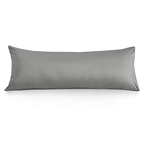 Leeden Body Pillow Cover, 100% Cotton 800 Thread Count 21 * 54 Breathable Long Pillow Protector Case w/No Zipper, Light Grey - Image 1
